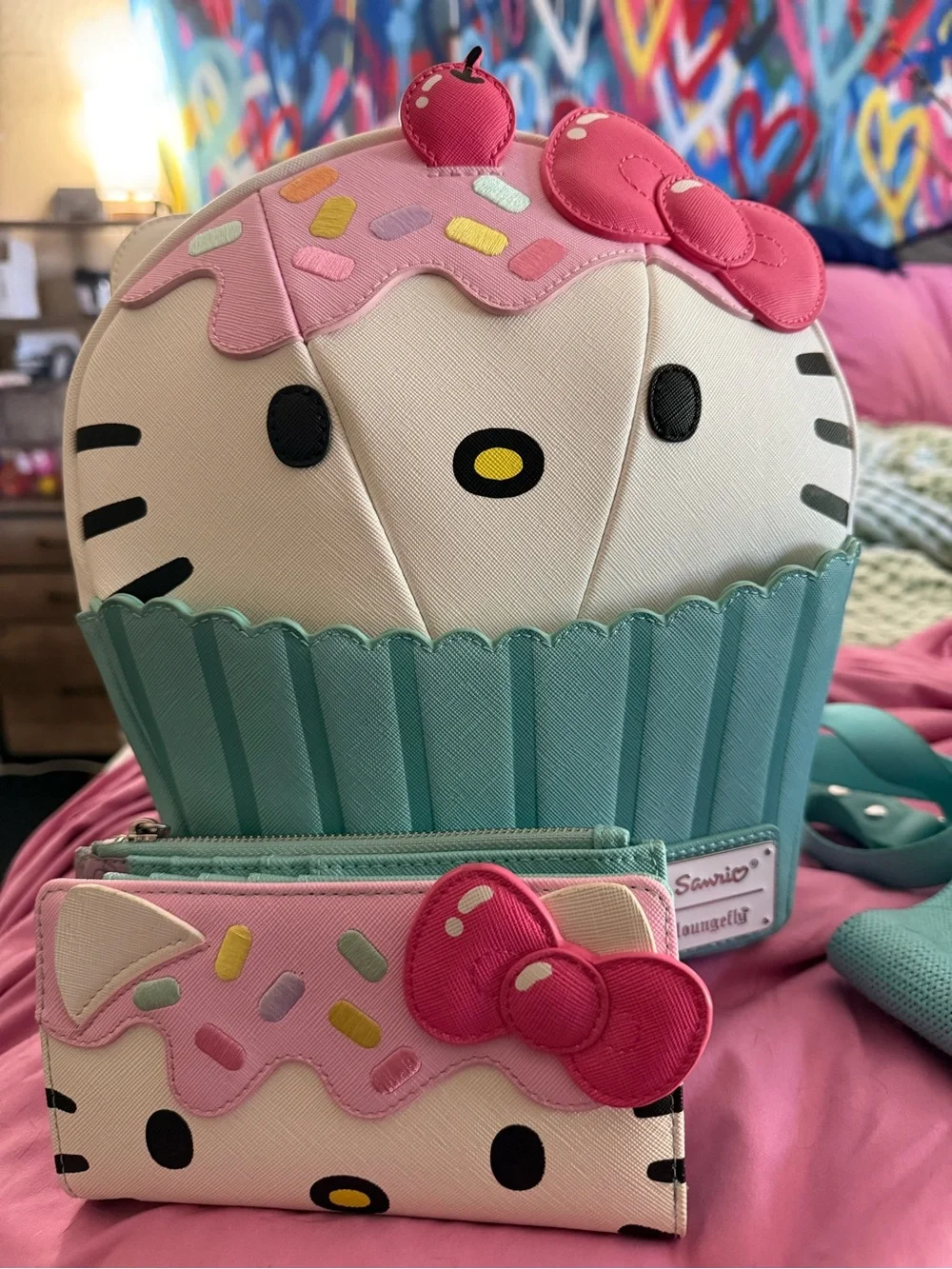 Loungefly Hello Kitty Cupcake Backpack in Pink & Teal